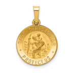 14k Polished and Satin St. Christopher Medal Hollow Pendant