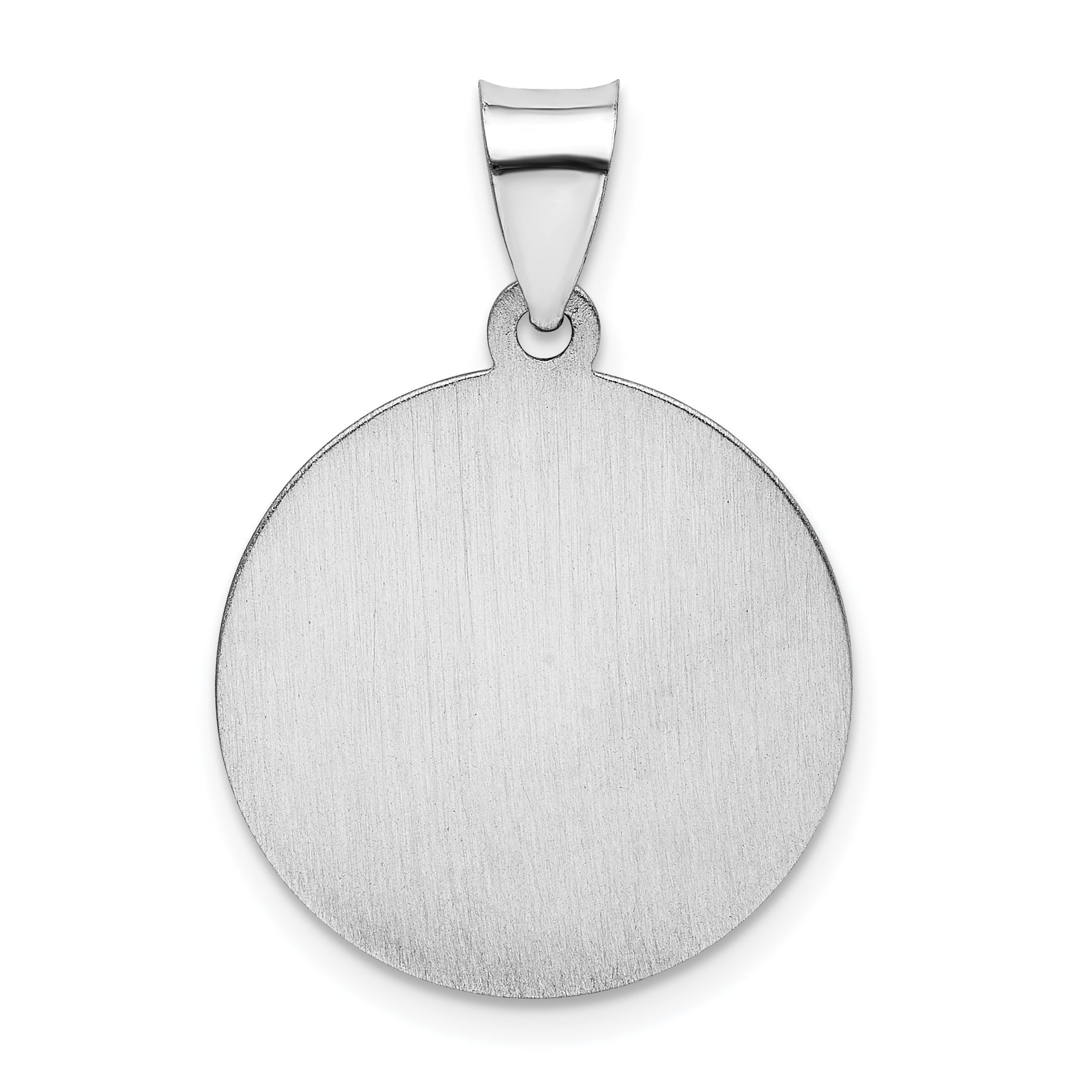 14K White Gold Polished/Satin St Christopher Medal Hollow Pendant
