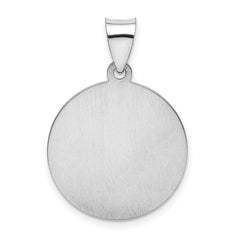 14K White Gold Polished/Satin St Christopher Medal Hollow Pendant