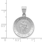 14K White Gold Polished/Satin St Christopher Medal Hollow Pendant