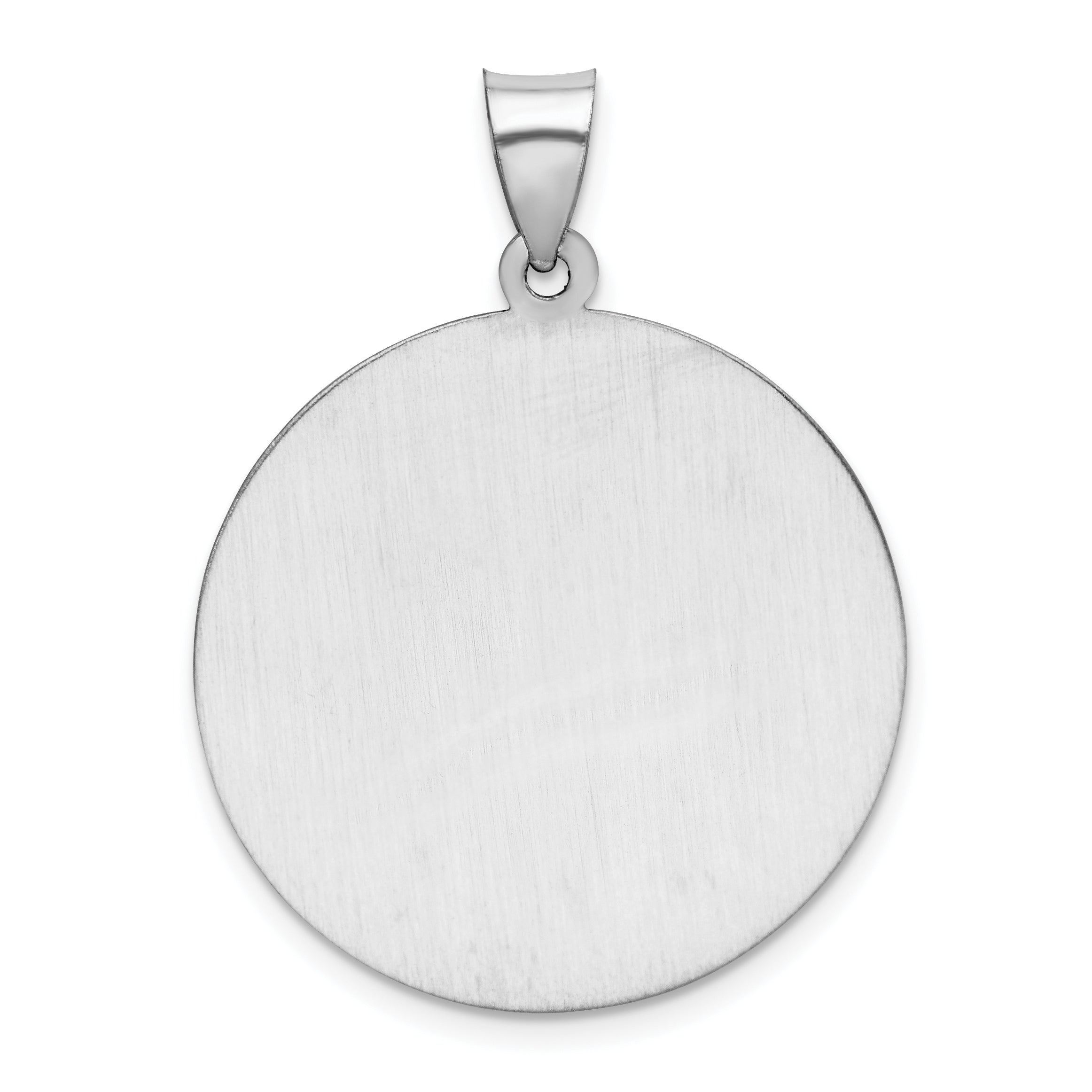 14K White Gold Polished/Satin St Christopher Medal Hollow Pendant
