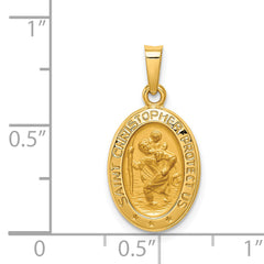 14K Polished and Satin St. Christopher Medal Hollow Pendant