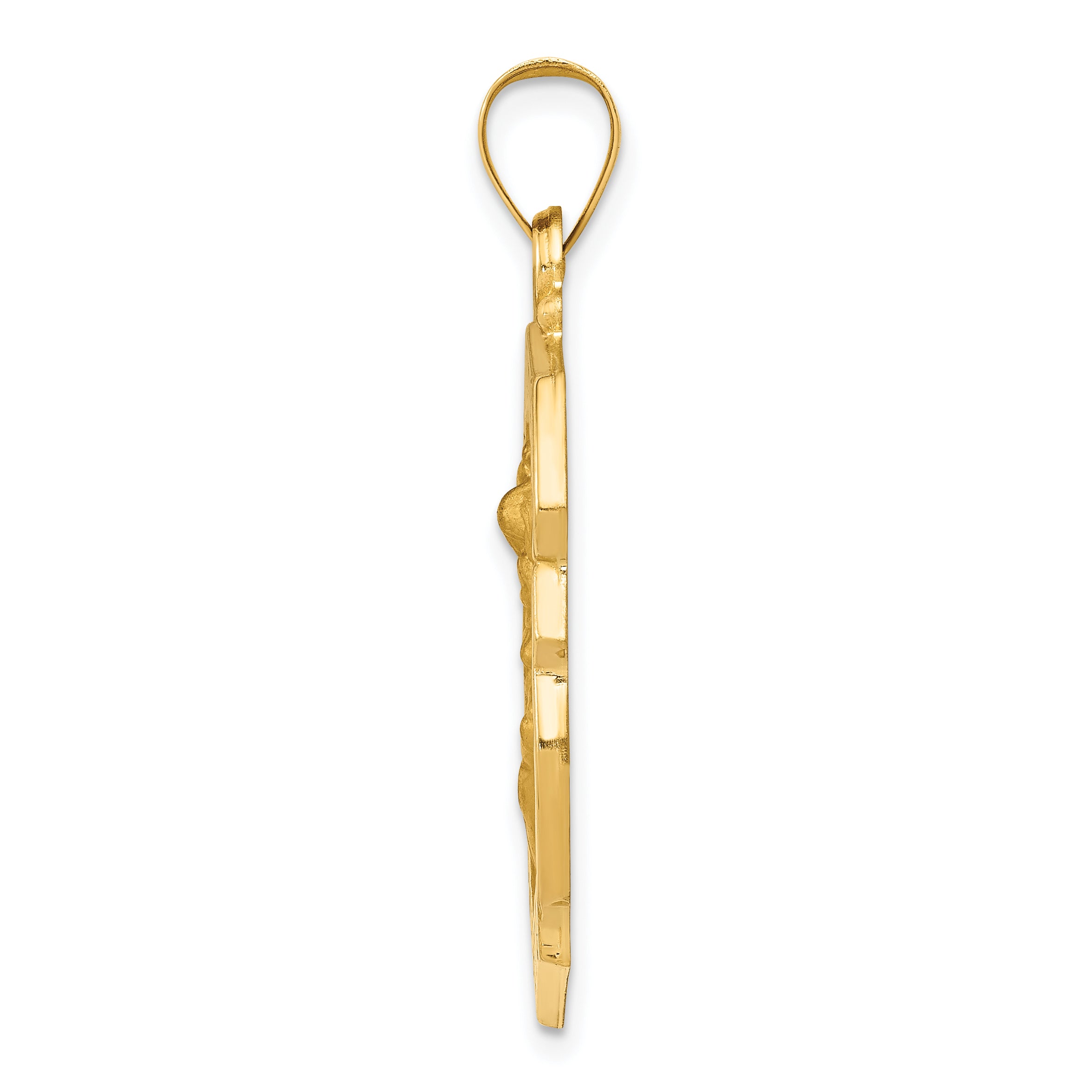 14K Polished and Satin St. Michael Badge Medal Hollow Pendant
