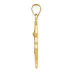 14K Polished and Satin St. Michael Badge Medal Hollow Pendant