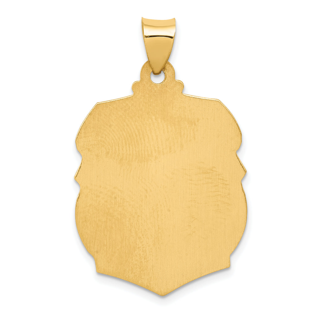 14K Polished and Satin St. Michael Badge Medal Hollow Pendant