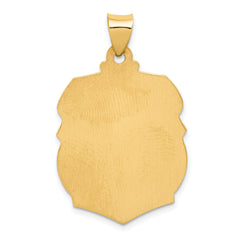 14K Polished and Satin St. Michael Badge Medal Hollow Pendant