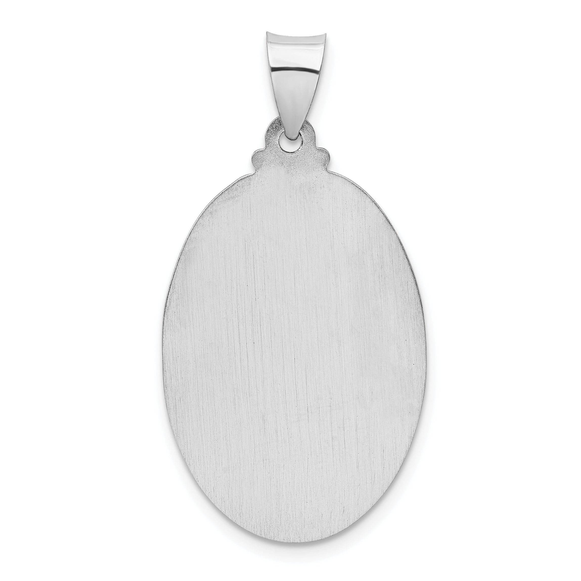 14K White Gold Polished/Satin St Christopher Medal Hollow Pendant