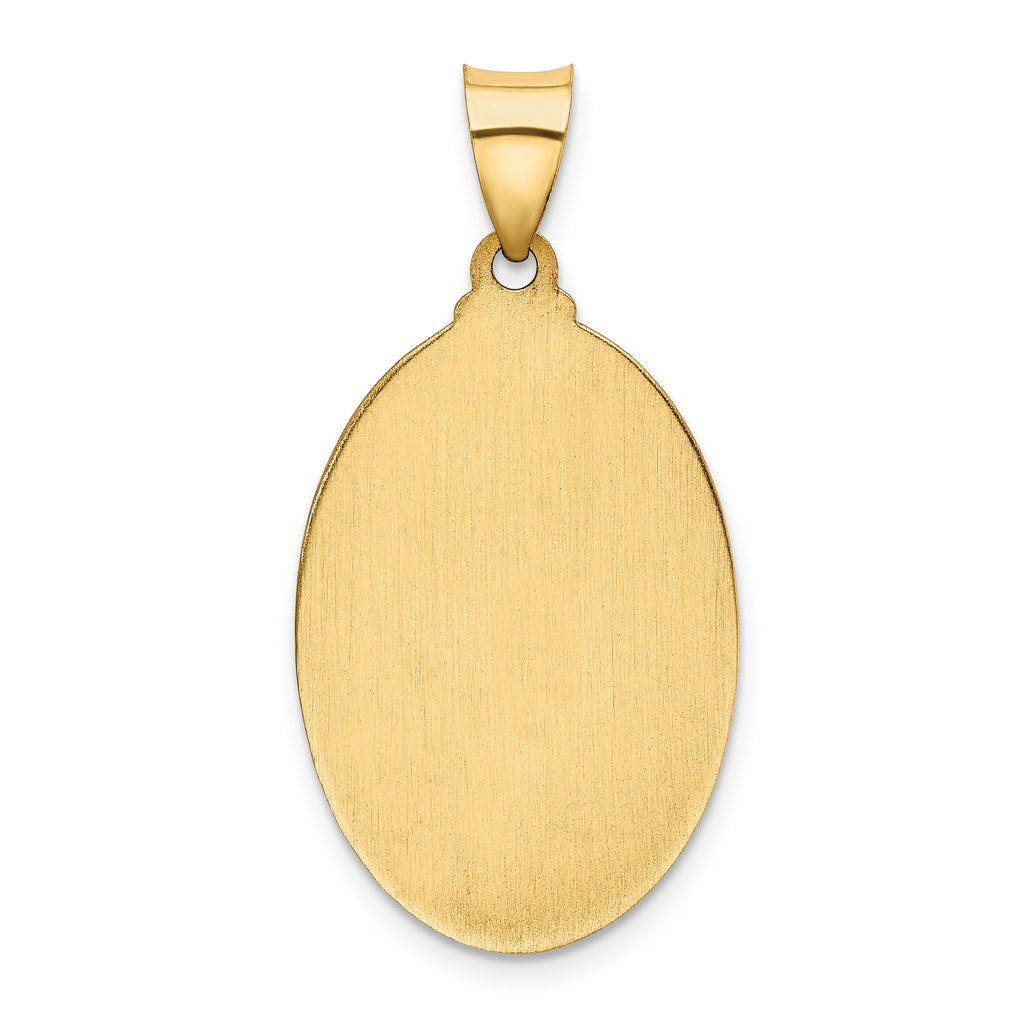 14K Polished and Satin St Christopher Medal Hollow Pendant