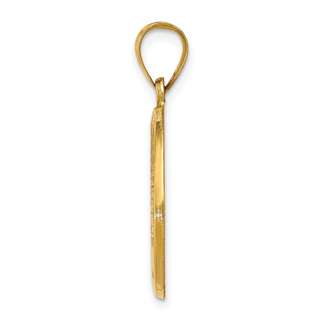 14K Polished and Satin St Christopher Medal Hollow Pendant