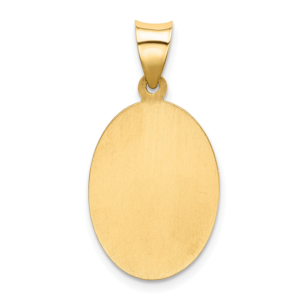 14K Polished and Satin St Christopher Medal Hollow Pendant