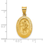 14K Polished and Satin St Christopher Medal Hollow Pendant