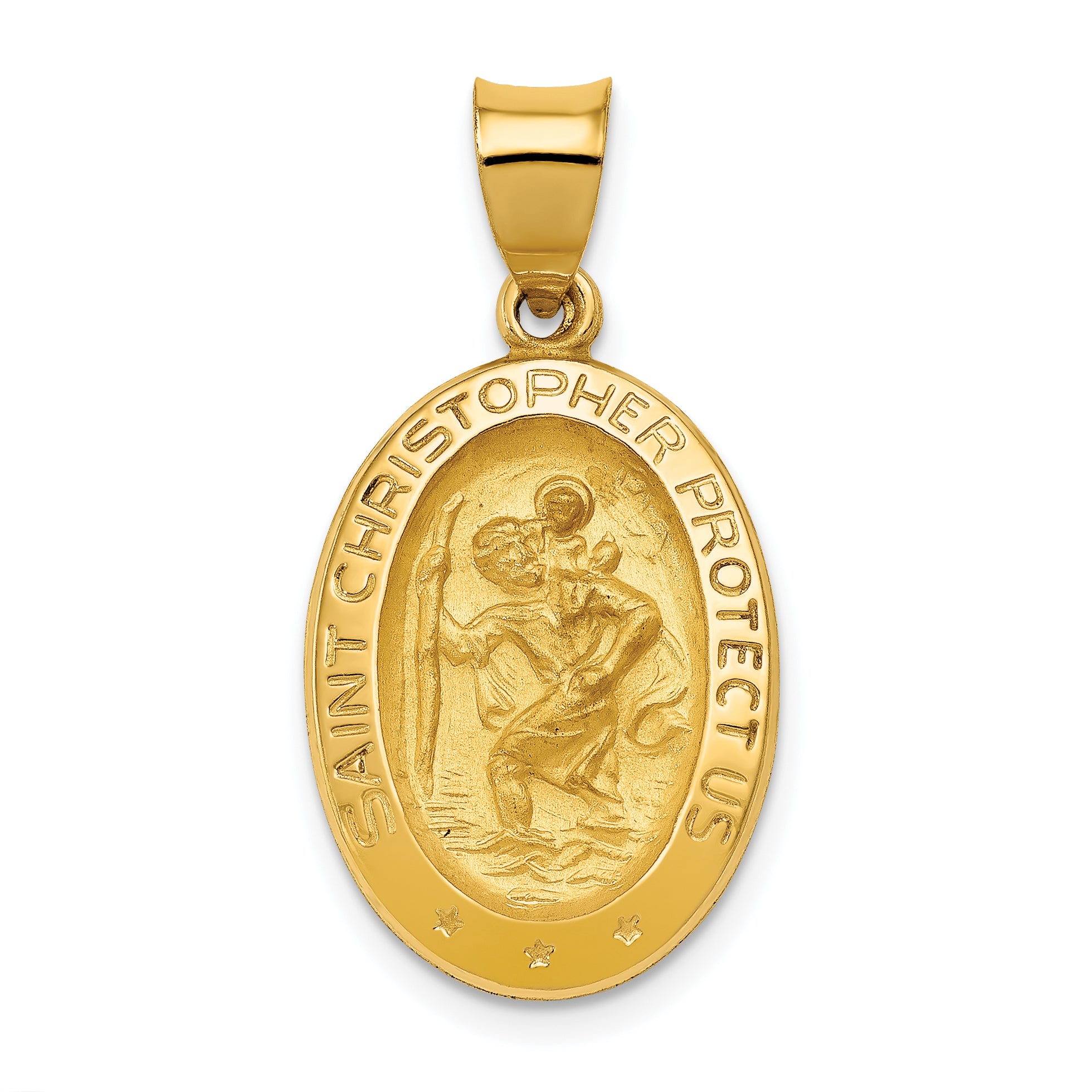 14k Polished and Satin St Christopher Medal Hollow Pendant Main image