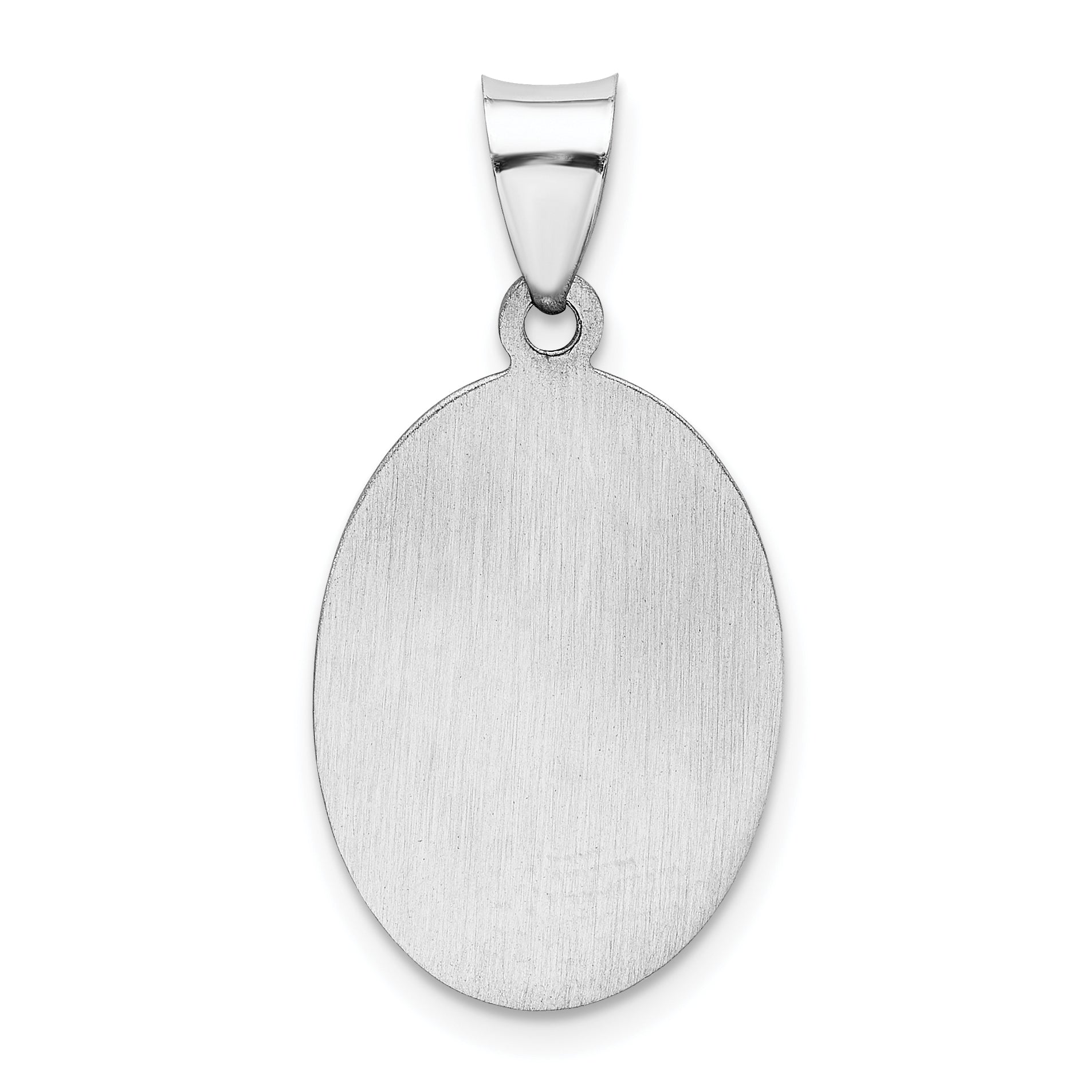 14K White Gold Polished/Satin St Christopher Medal Hollow Pendant