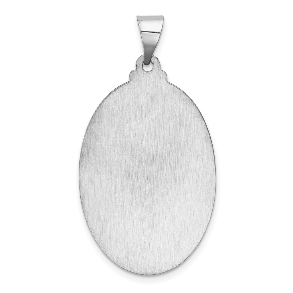 14K White Gold Polished/Satin St Christopher Medal Hollow Pendant