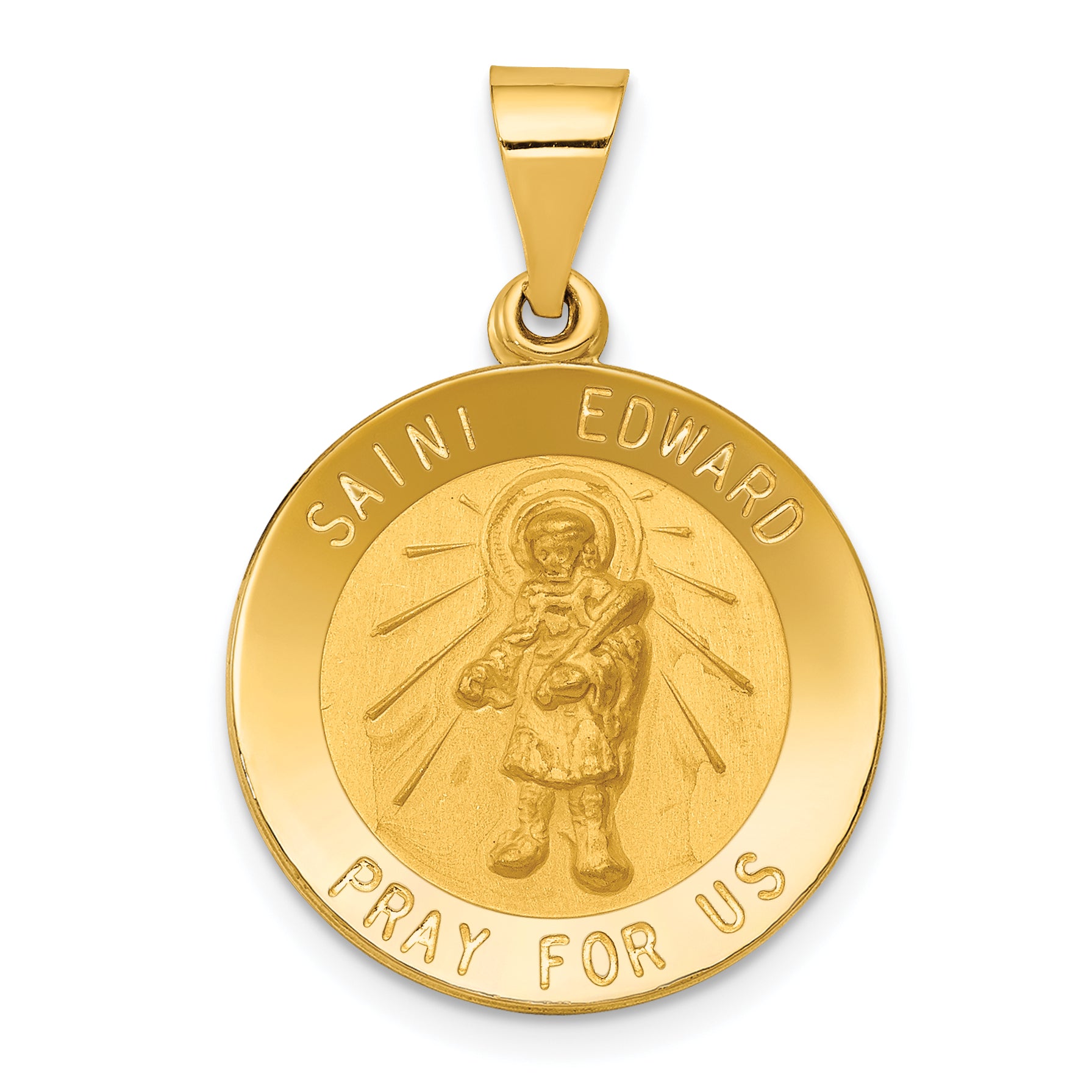 14k Polished and Satin St Edward Medal Hollow Pendant Main image