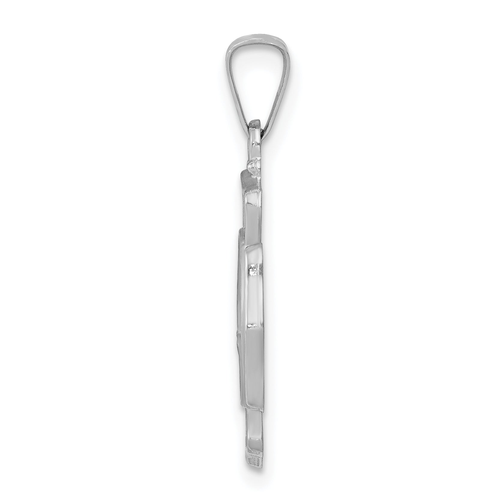 14K White Gold Polished and Satin St Florian Badge Pendant Secondary image