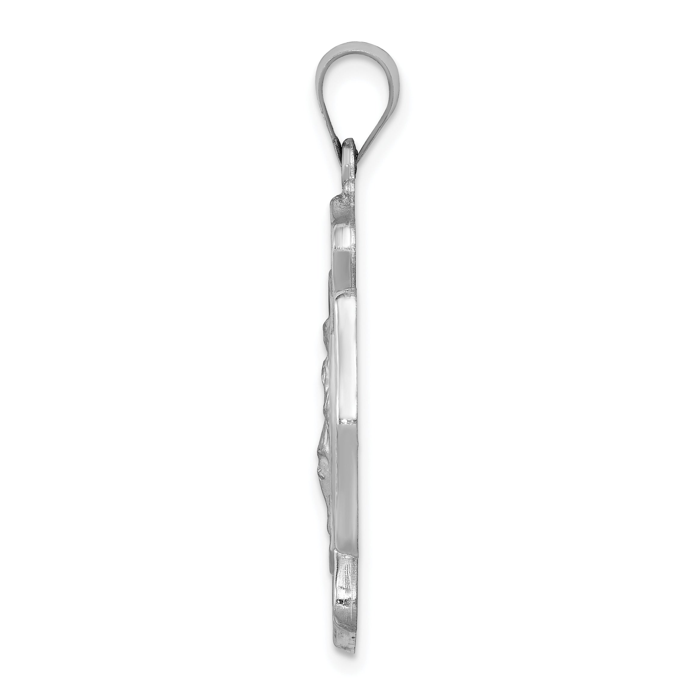 14K White Gold Polish/Satin St Florian Badge Medal Hollow Pendant Secondary image