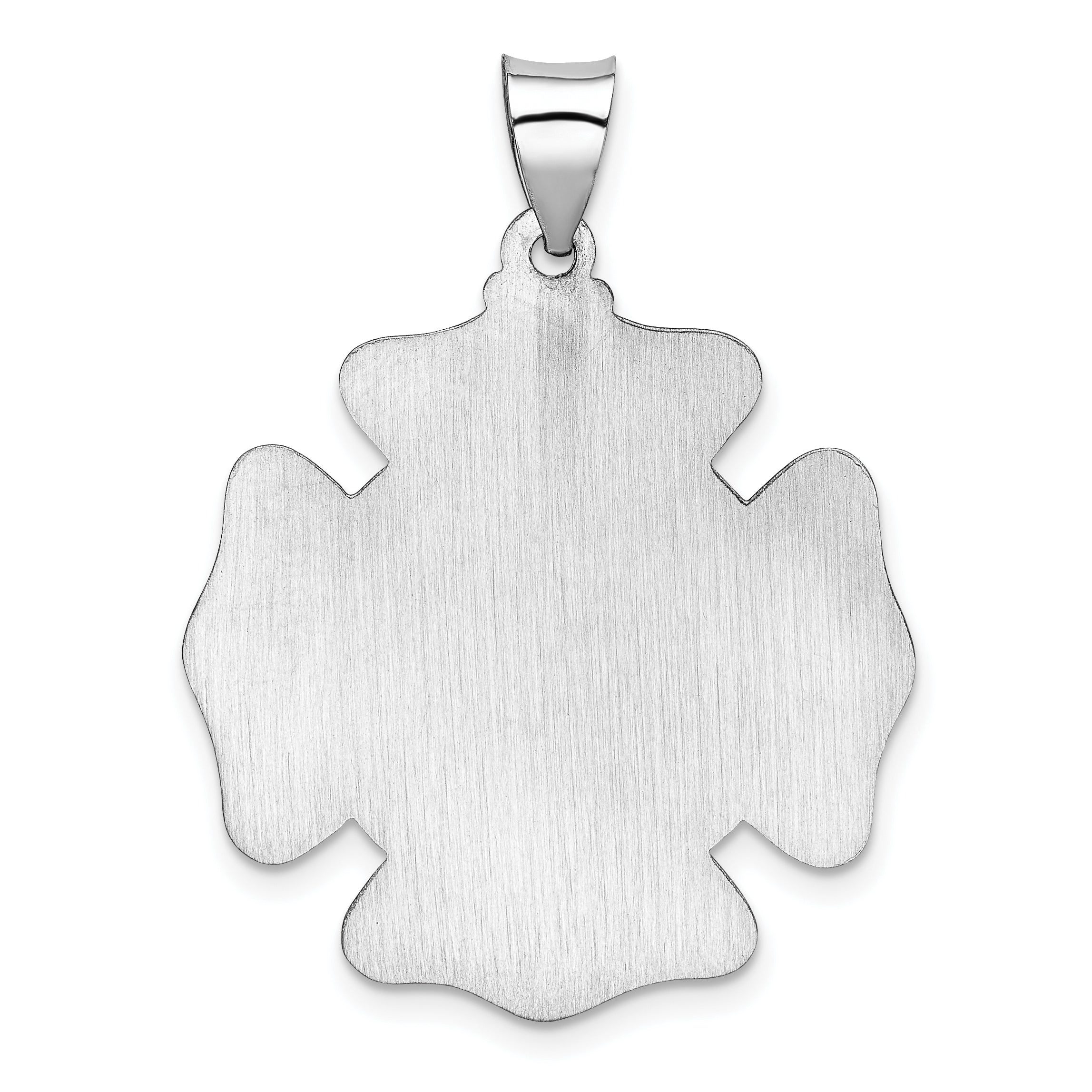 14K White Gold Polish/Satin St Florian Badge Medal Hollow Pendant
