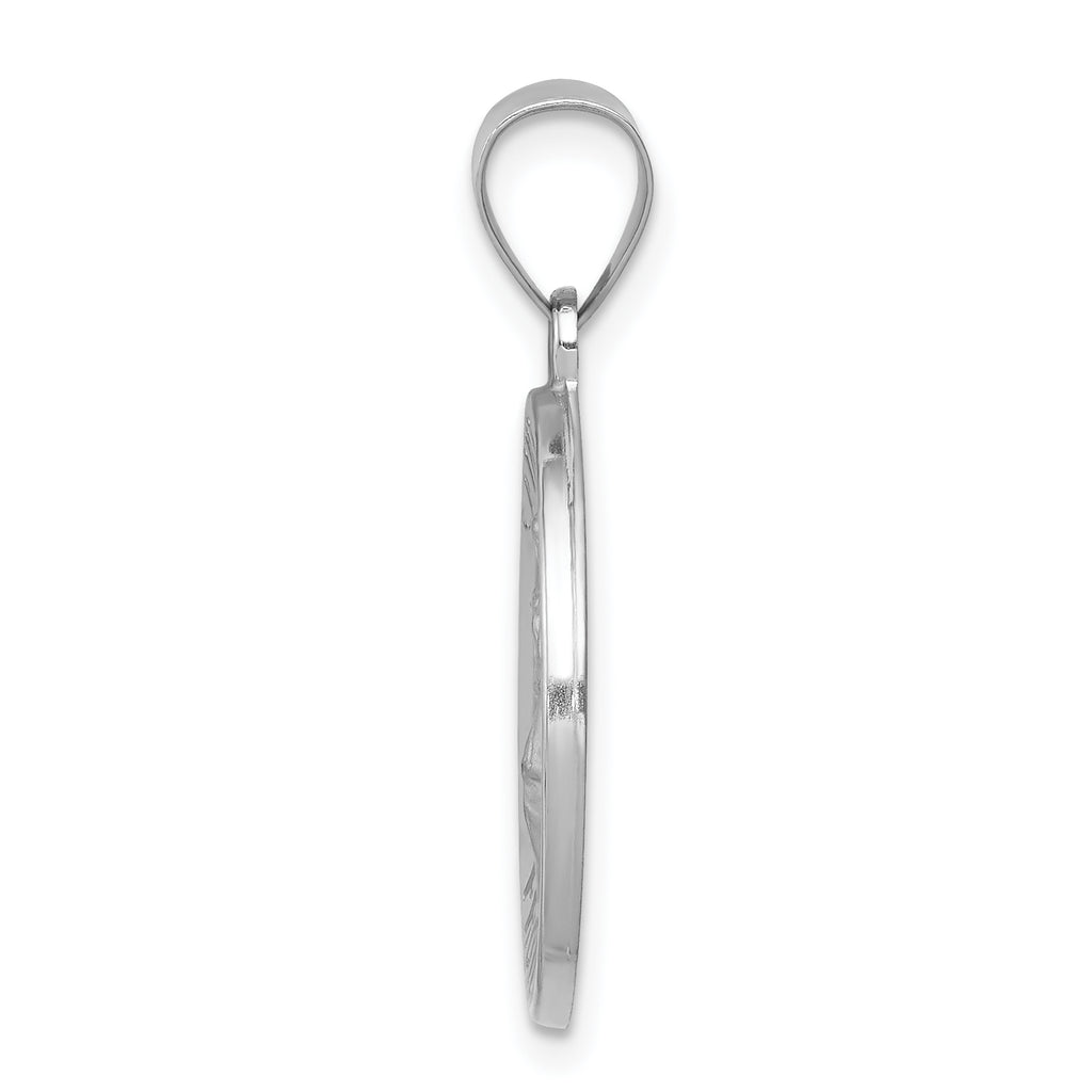 14K White Gold Polished and Satin St Florian Medal Hollow Pendant