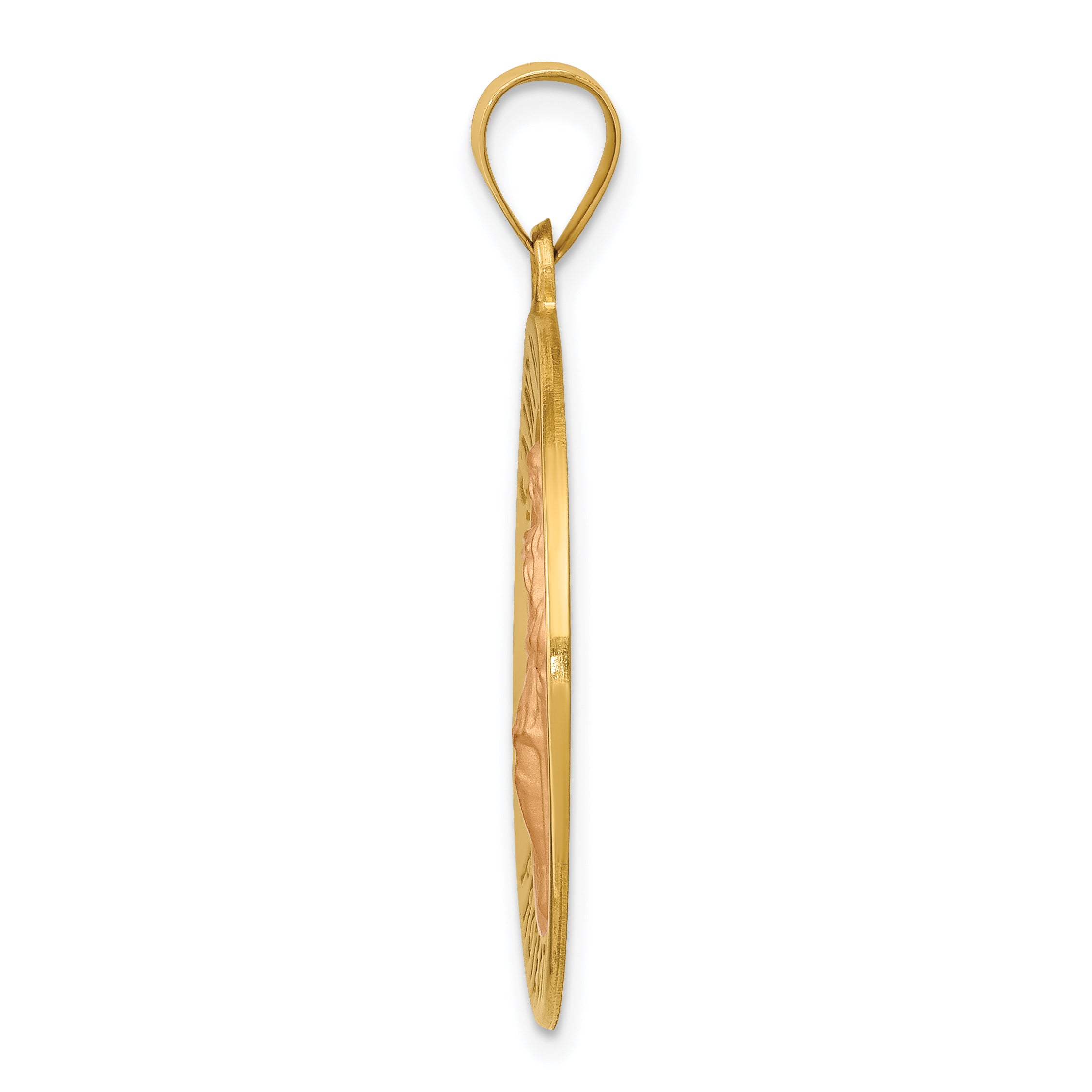 14K Polished and Satin St Florian Medal Hollow Pendant Secondary image