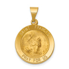 14k Polished and Satin St Francis Medal Hollow Pendant