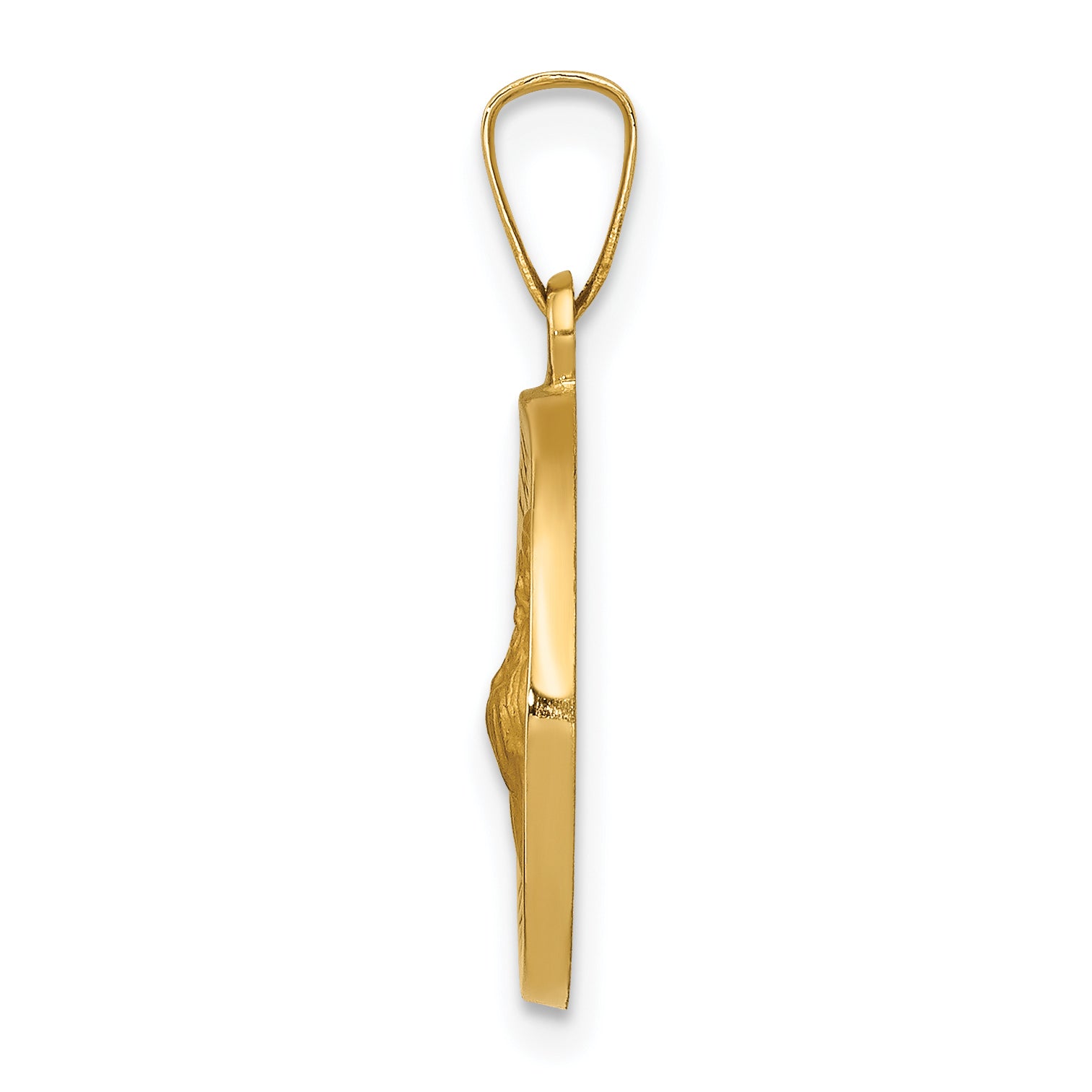 14K Polished and Satin St Francis of Assisi Medal Hollow Pendant