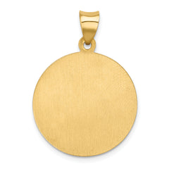 14K Polished and Satin St Francis of Assisi Medal Hollow Pendant