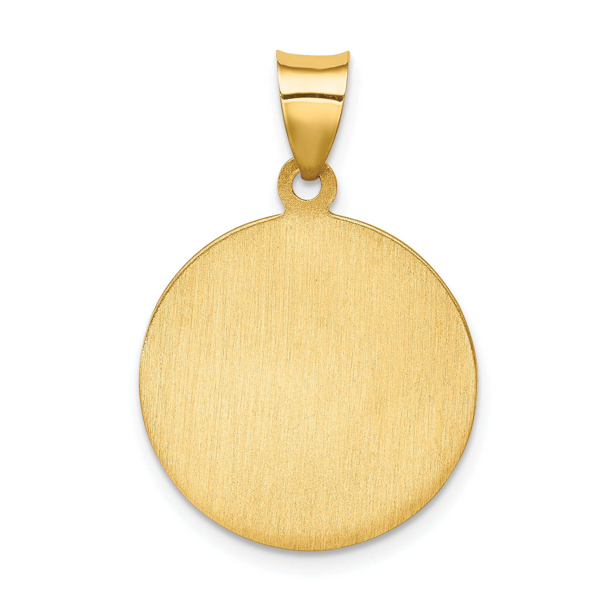 14K Polished and Satin St Francis of Assisi Medal Hollow Pendant