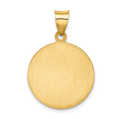 14K Polished and Satin St Francis of Assisi Medal Hollow Pendant