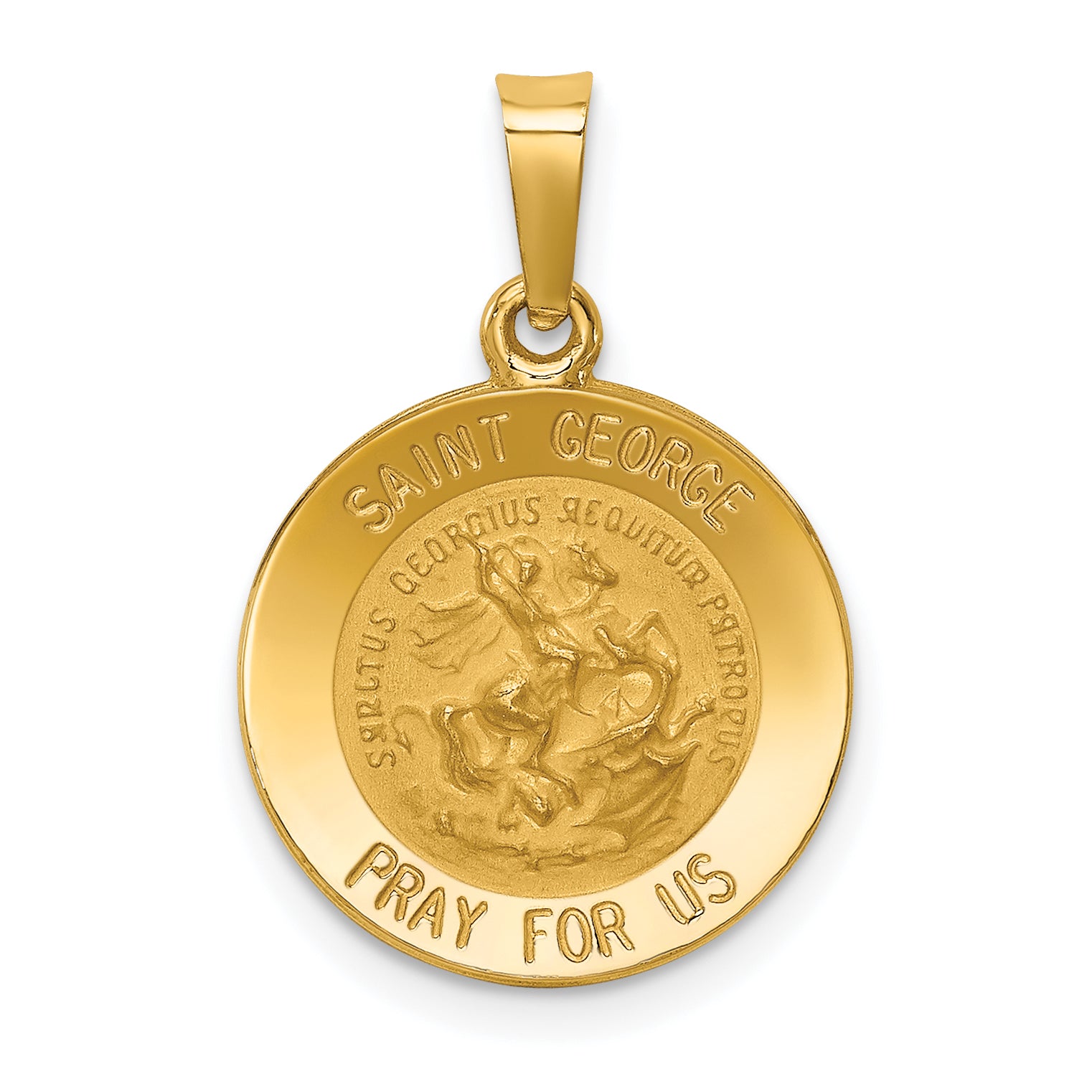 14k Polished and Satin St George Medal Hollow Pendant Main image