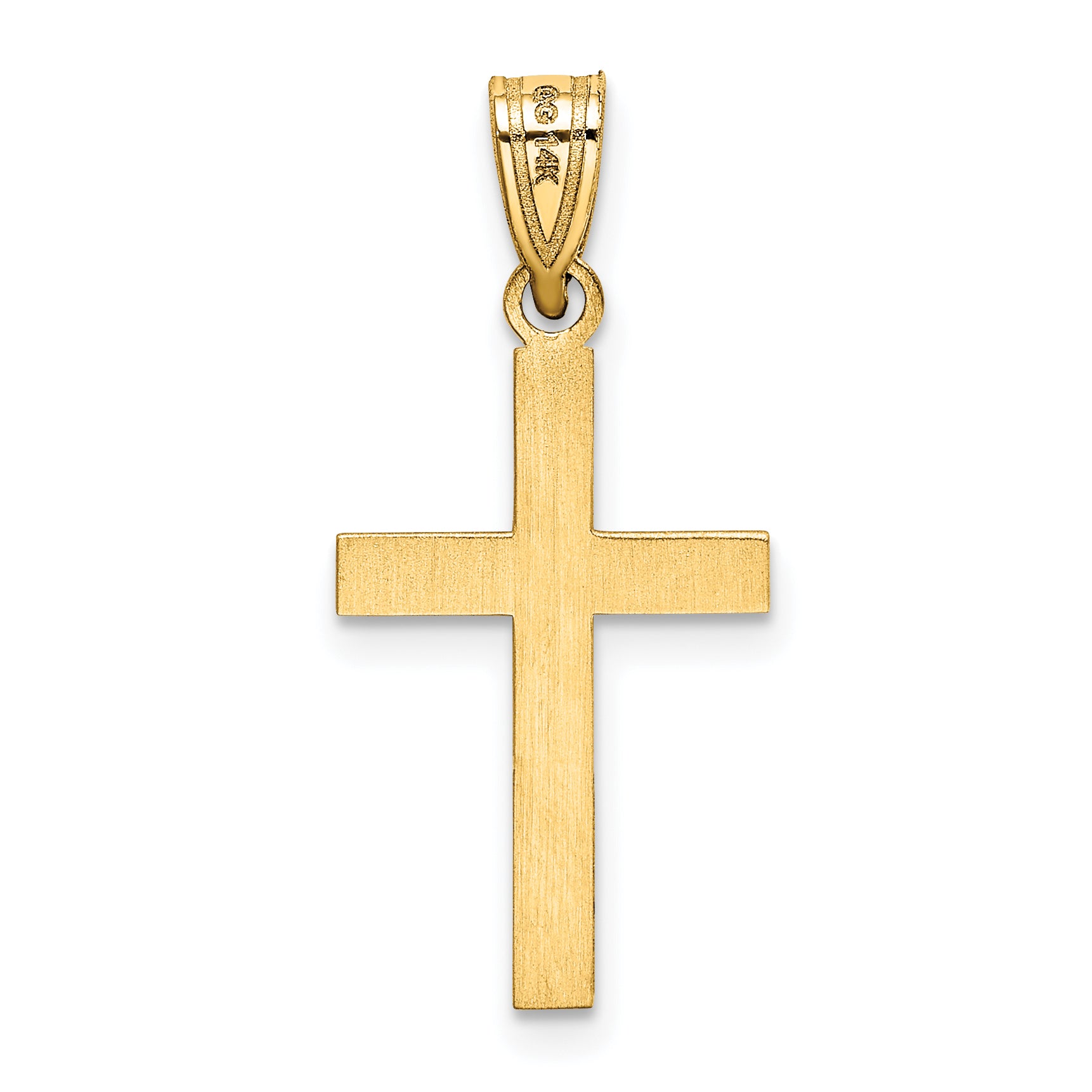 14K Laser Etched Cross Pendant