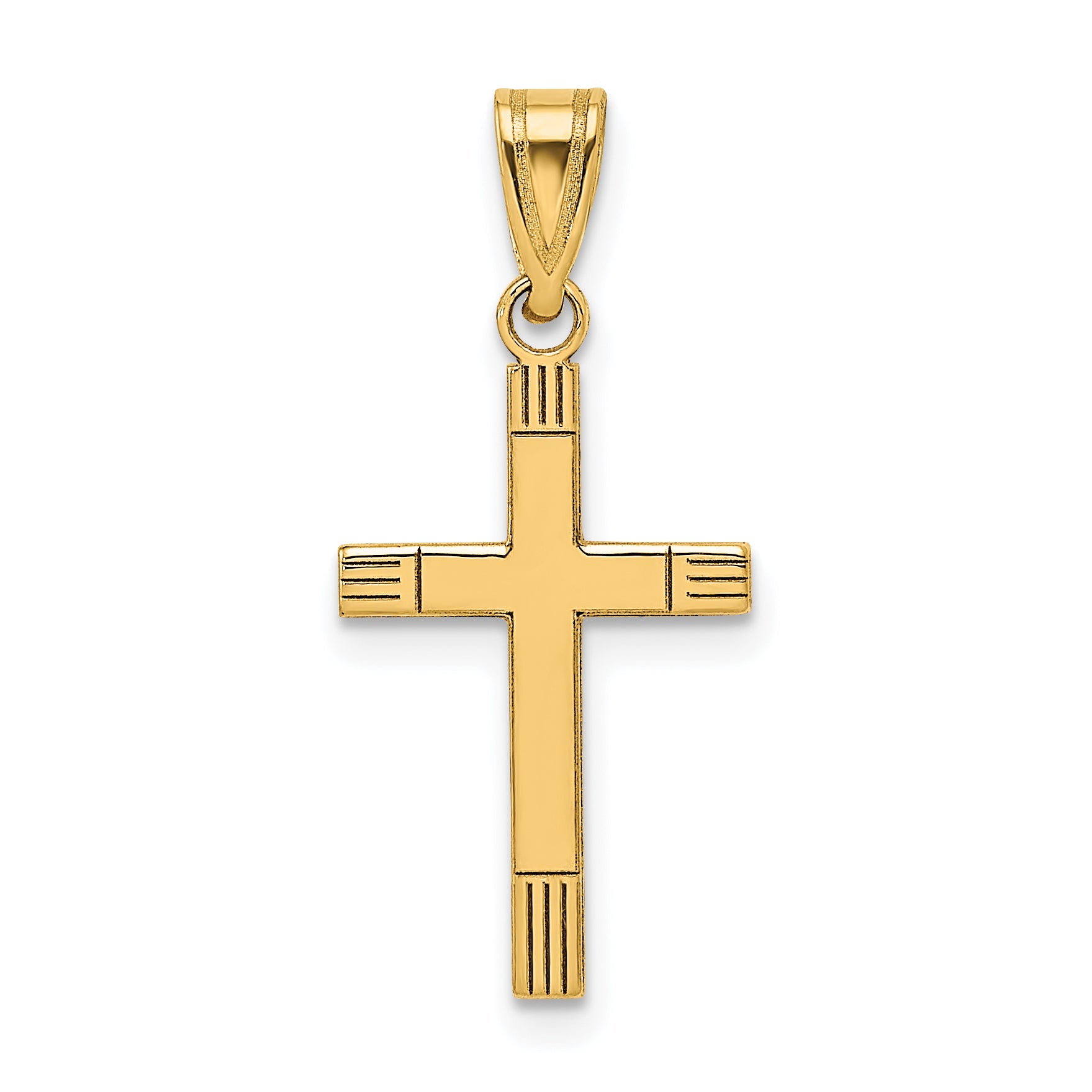14k Laser Etched Cross Pendant Main image