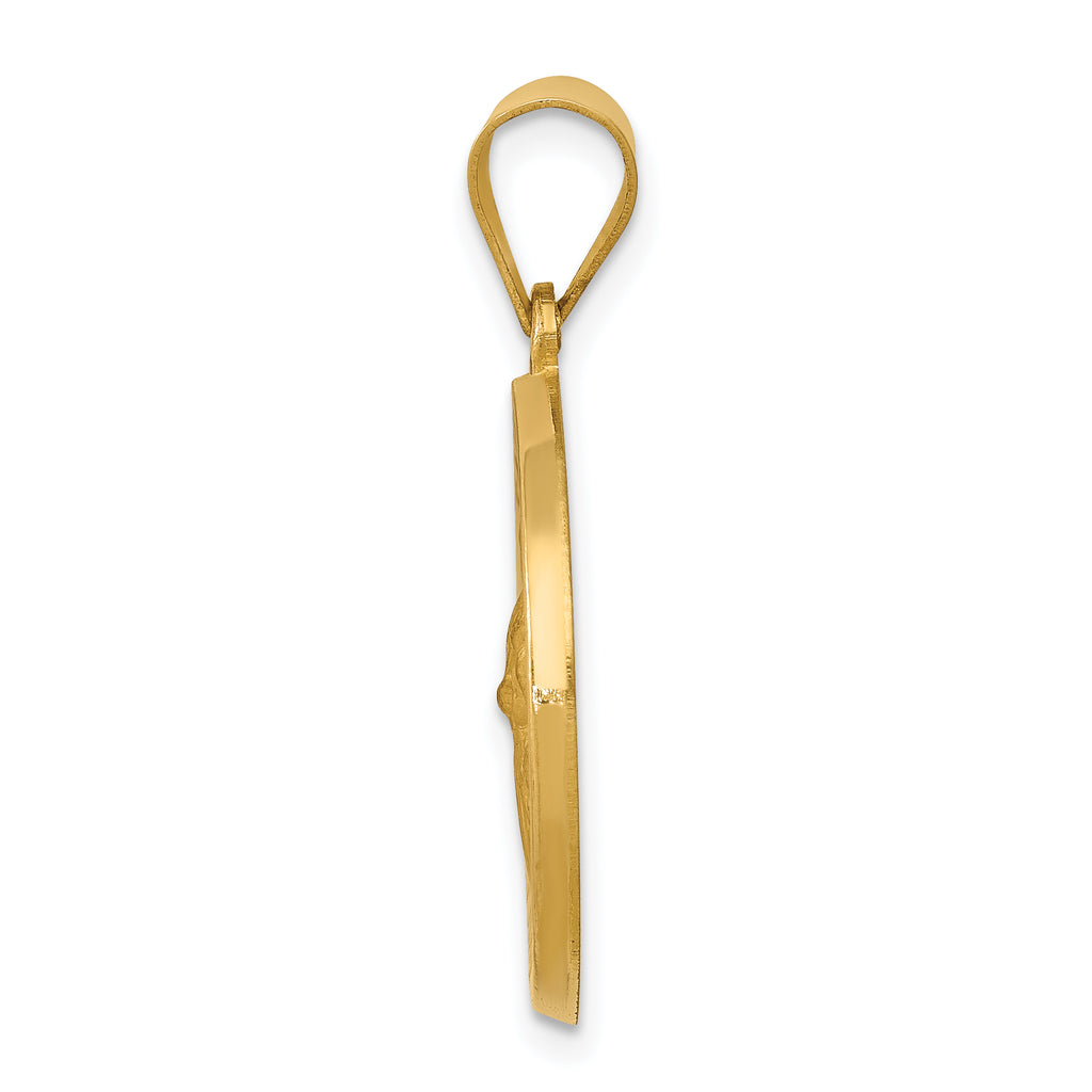 14K Polished and Satin St Gerard Medal Hollow Pendant
