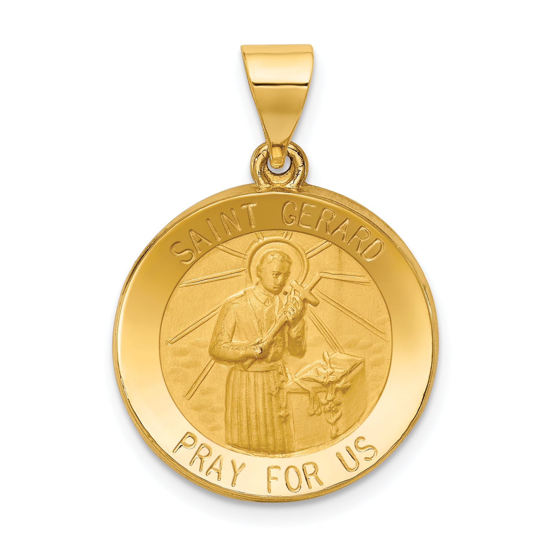 14k Polished and Satin St Gerard Medal Hollow Pendant Main image