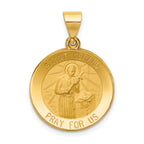 14k Polished and Satin St Gerard Medal Hollow Pendant