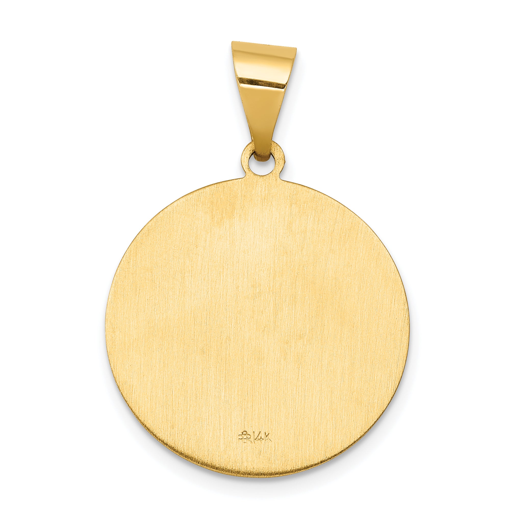 14K Polished and Satin St John Medal Hollow Pendant