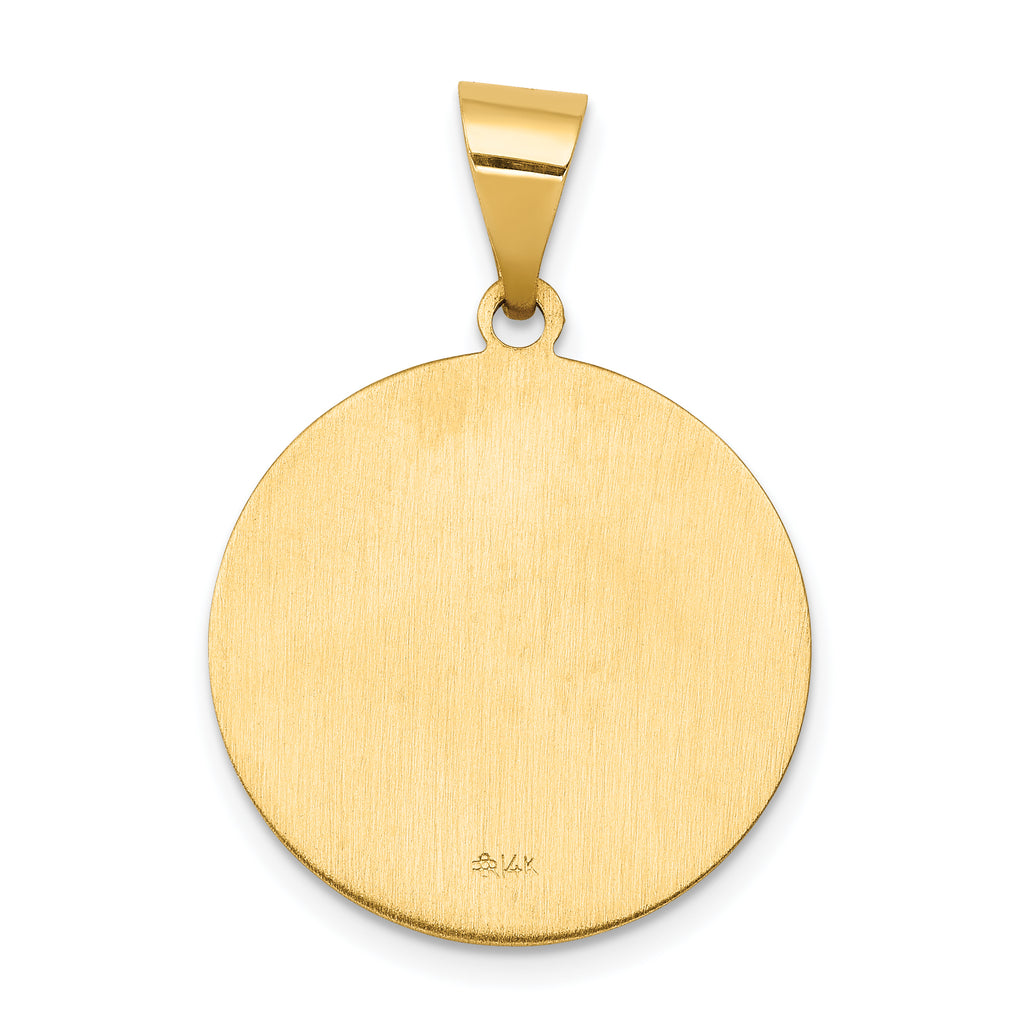 14K Polished and Satin St John Medal Hollow Pendant
