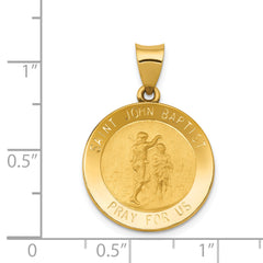 14K Polished and Satin St John Baptist Medal Hollow Pendant