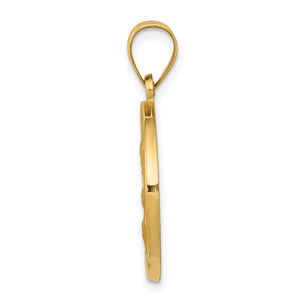 14K Polished and Satin St Joseph Medal Hollow Pendant