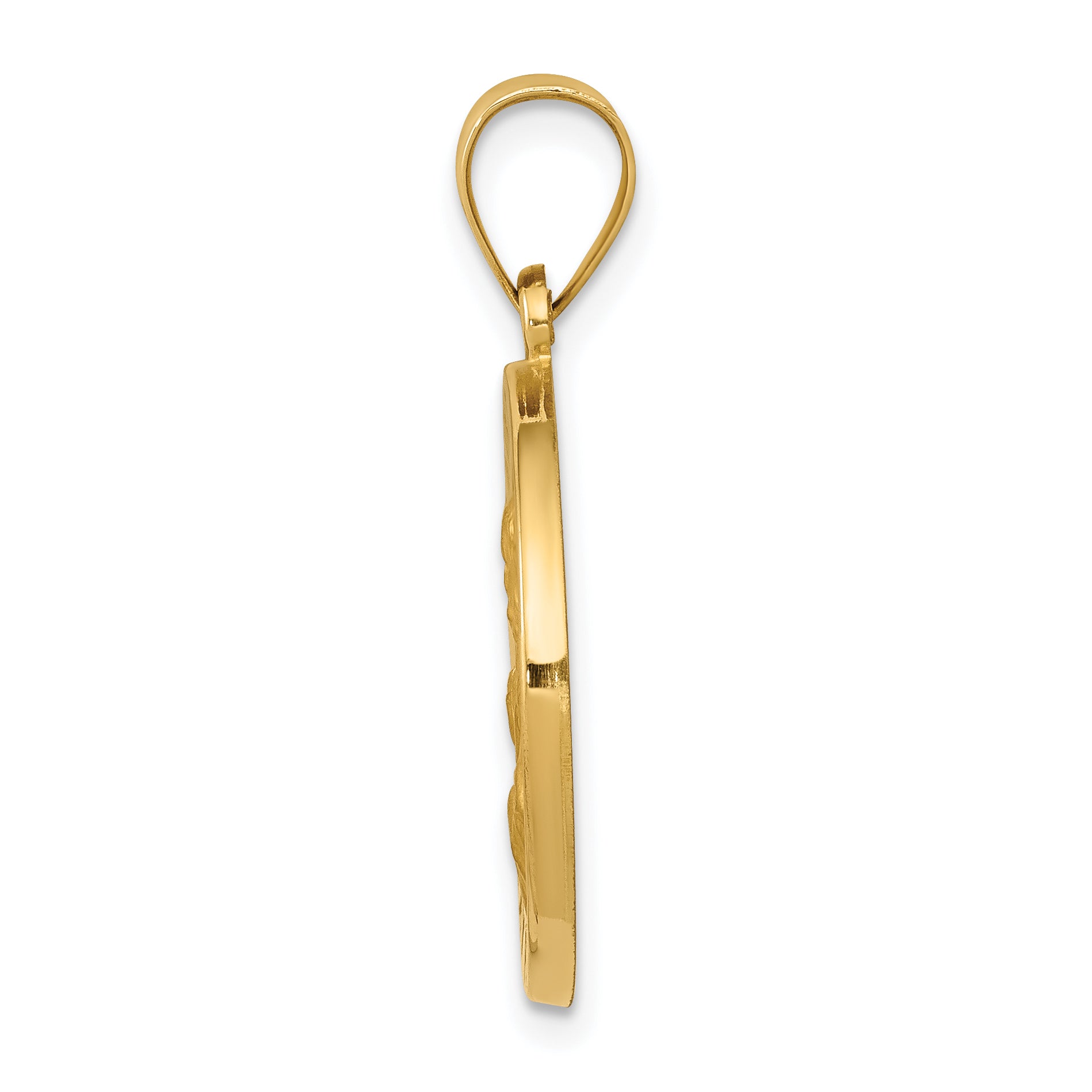 14K Polished and Satin St Joseph Medal Hollow Pendant