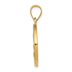 14K Polished and Satin St Joseph Medal Hollow Pendant