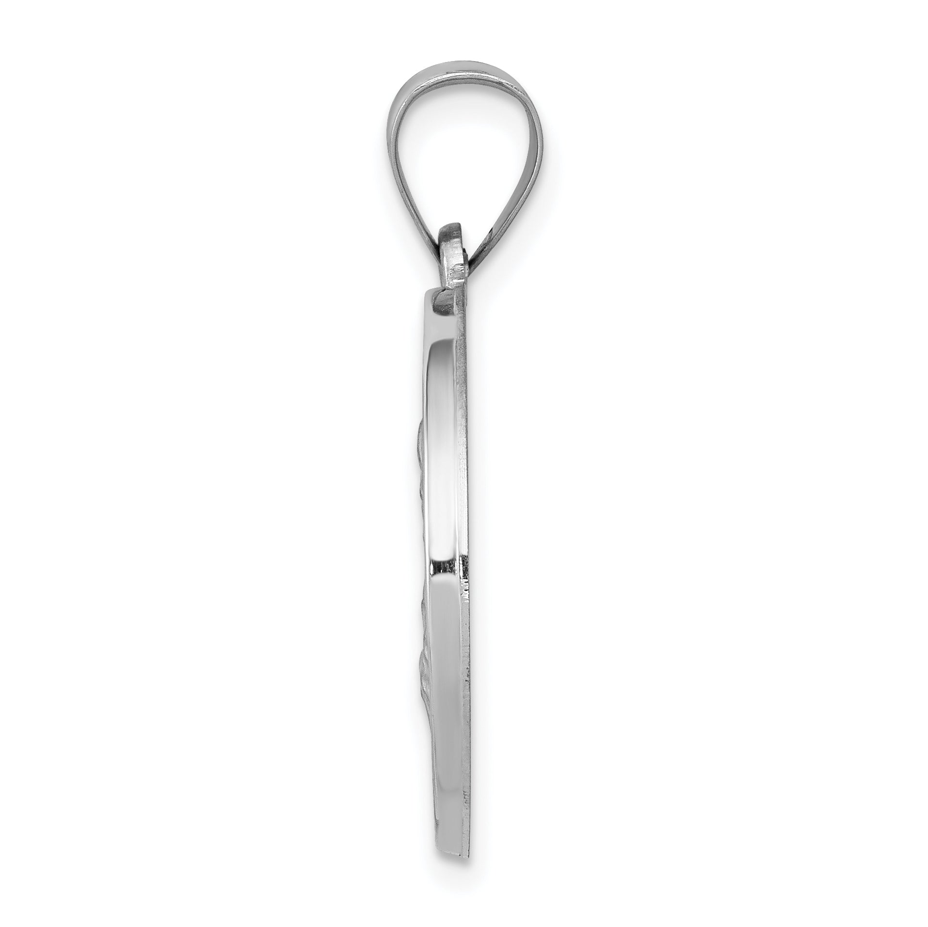 14K White Gold Polished and Satin St Joseph Medal Hollow Pendant Secondary image
