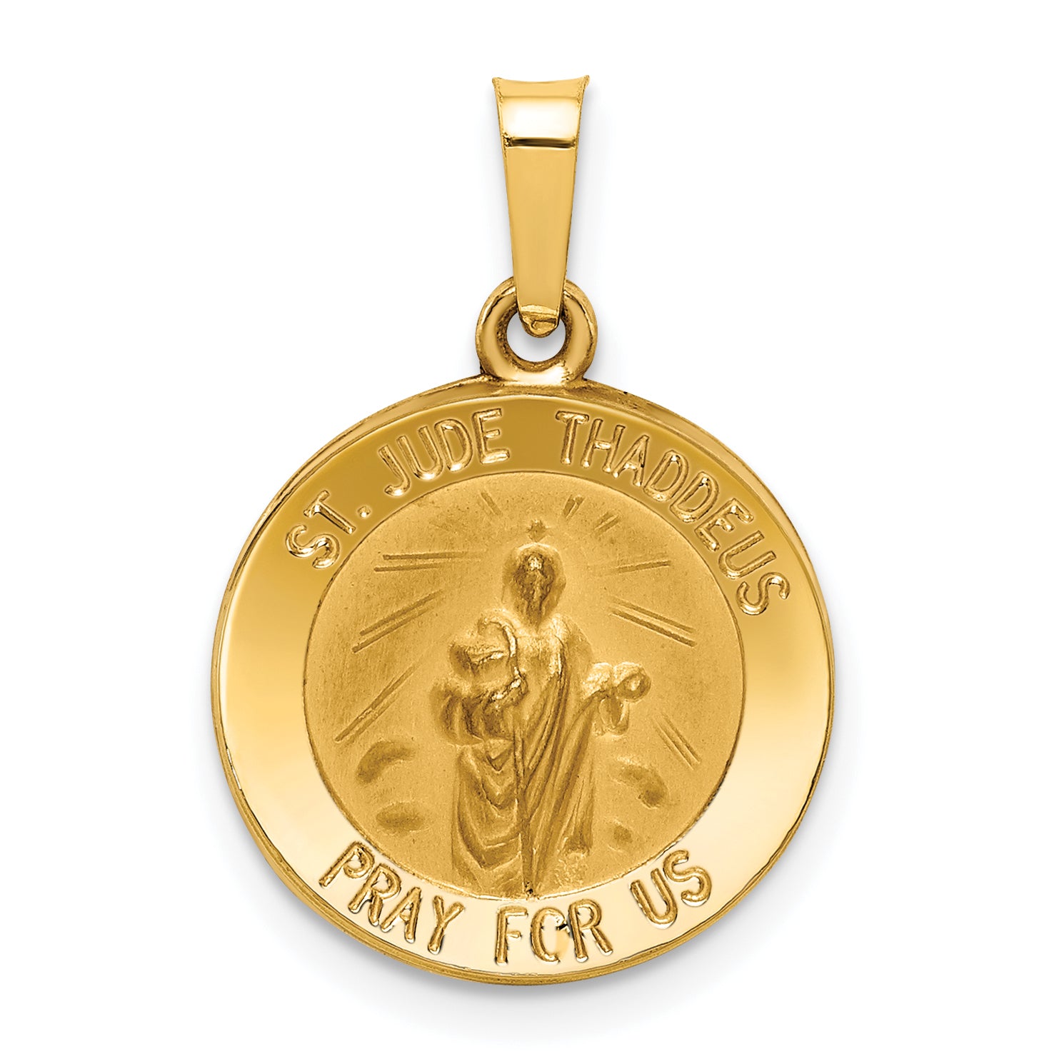 14k Polished and Satin St Jude Thaddeus Medal Hollow Pendant Main image