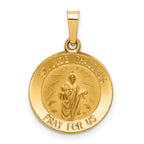 14k Polished and Satin St Jude Thaddeus Medal Hollow Pendant