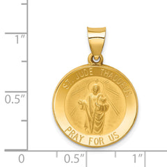 14K Polished and Satin St Jude Thaddeus Medal Hollow Pendant