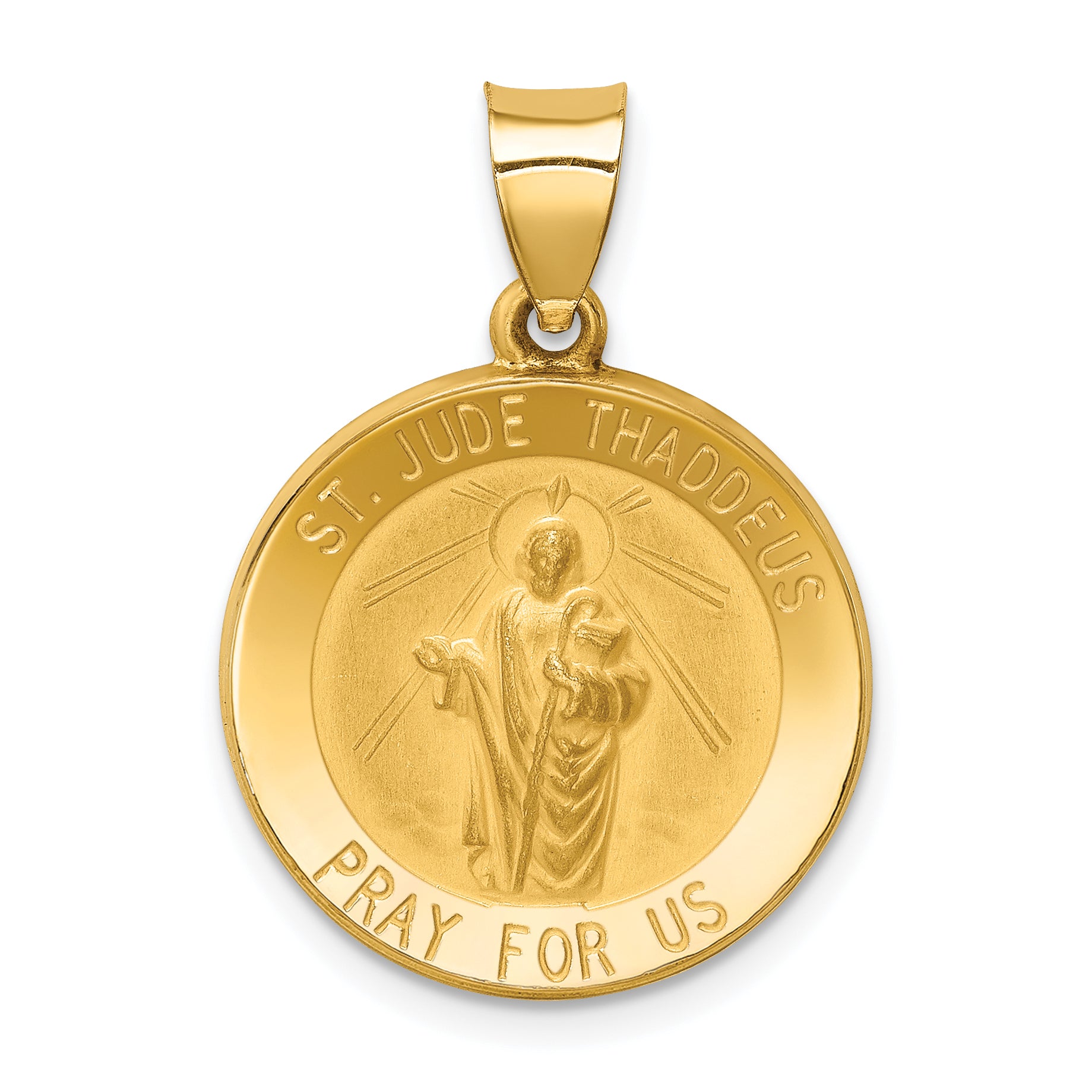 14k Polished and Satin St Jude Thaddeus Medal Hollow Pendant Main image
