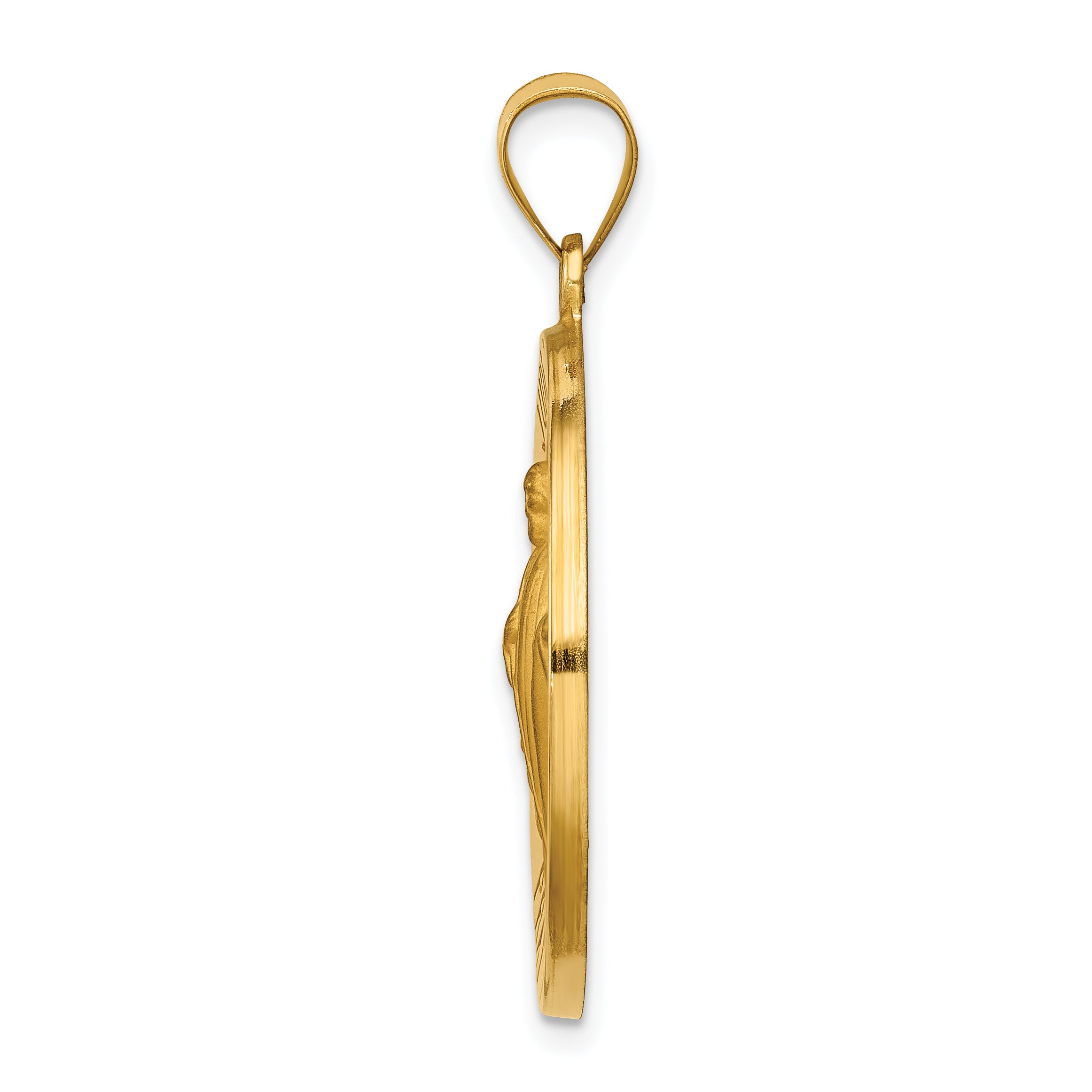 14K Polished and Satin St Jude Thaddeus Medal Hollow Pendant
