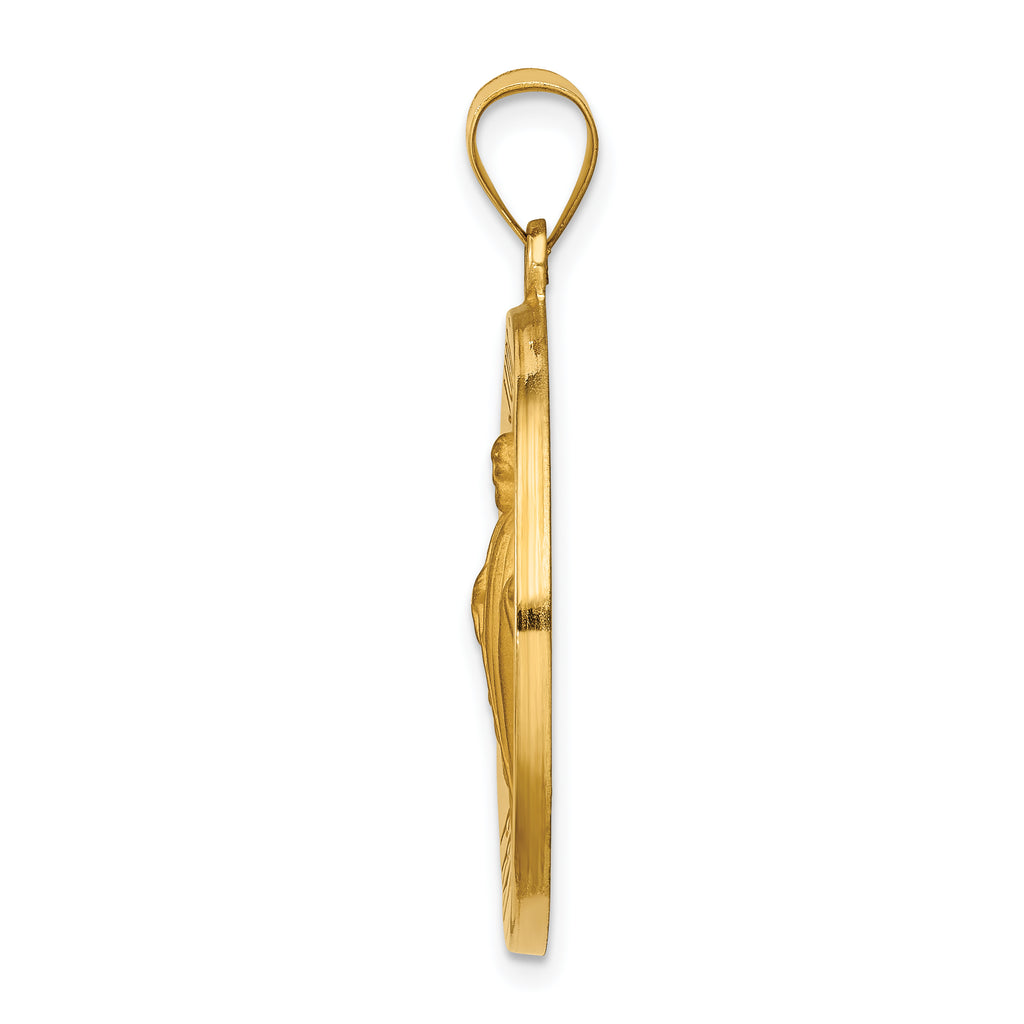 14K Polished and Satin St Jude Thaddeus Medal Hollow Pendant