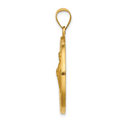 14K Polished and Satin St Jude Thaddeus Medal Hollow Pendant
