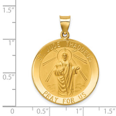 14K Polished and Satin St Jude Thaddeus Medal Hollow Pendant